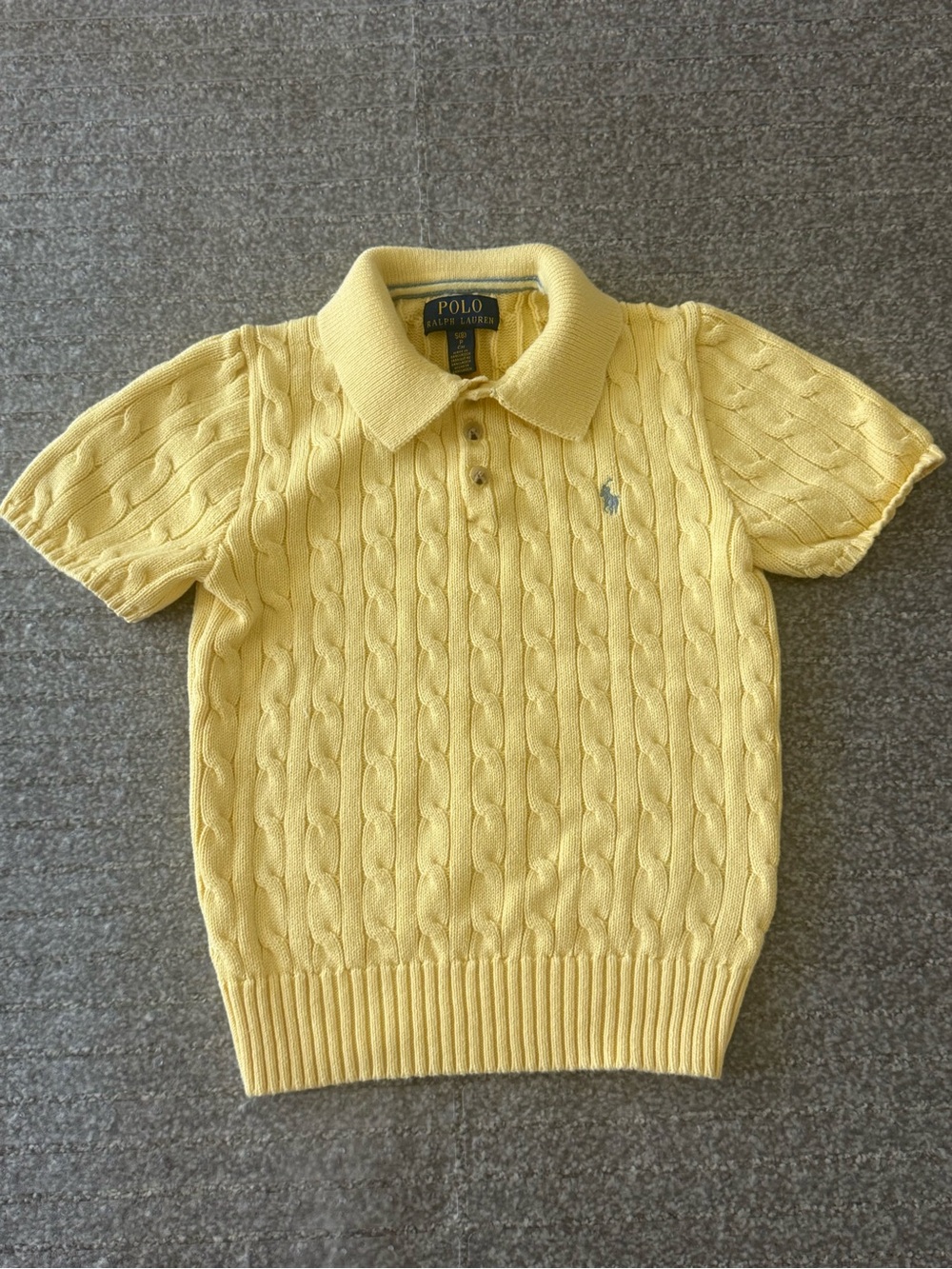 Polo by Ralph Lauren Yellow Cable-Knit Polo Sweater
